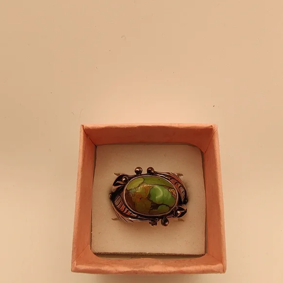 Vintage-Inspired Sterling & Composite Green Turquoise Ring Size 9 - Picture 1 of 7